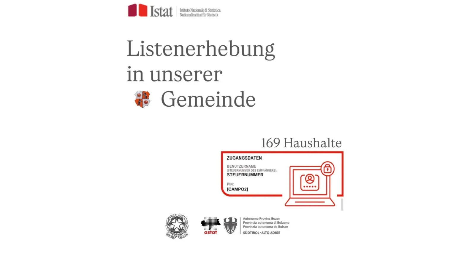 Gemeinde Tisens Censimento permanente 2025 – Rilevazione da lista a Tesimo